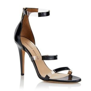 Tamara Mellon Frontline 105 Open Toe High Heels Black Size 40.5